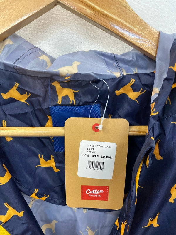 Cotton Traders Fabulous Navy Dog Print Waterproof Parka Size M LD003