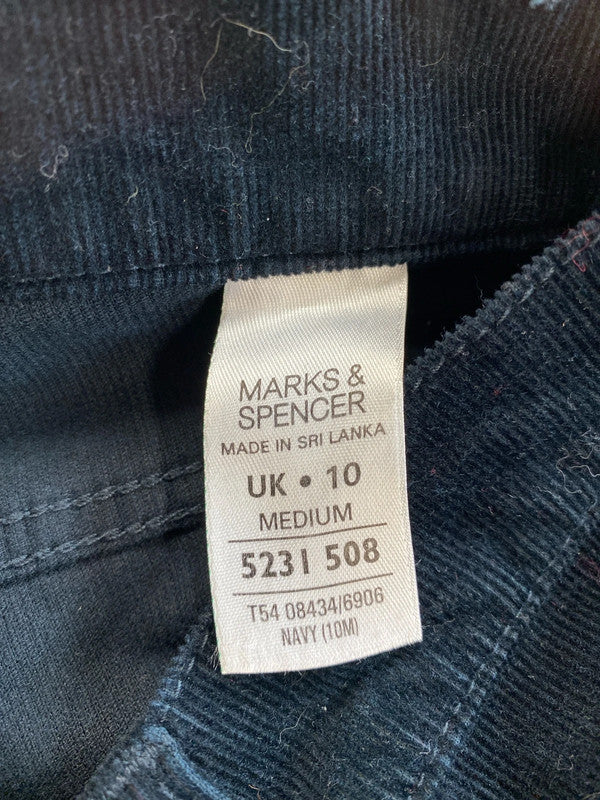 M&S Fabulous Deep Navy Corduroy Trousers UK 10 MM005