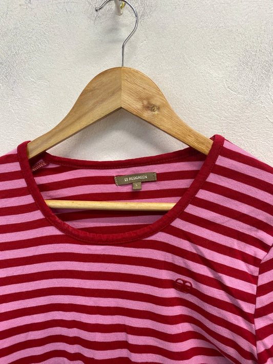 Stunning redgreen pink stripe long sleeve top UK L MM005