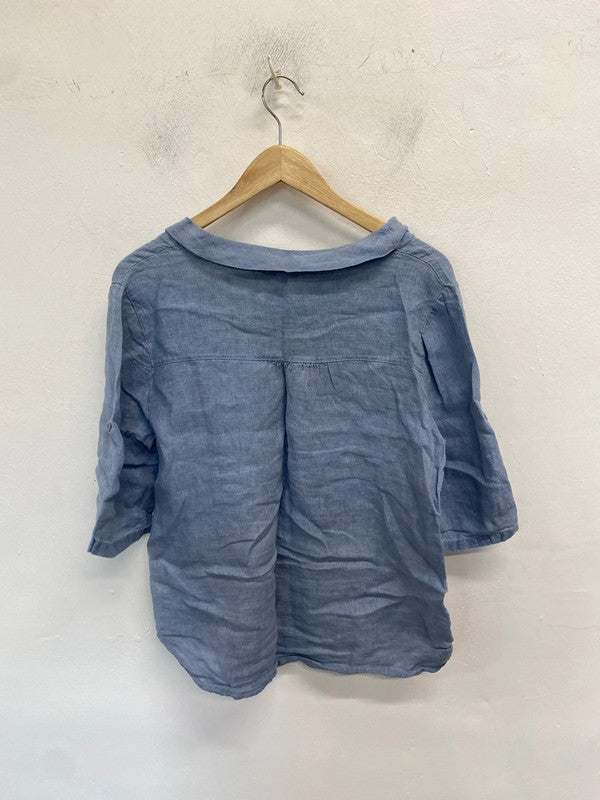 Stunning lima tomei blue linen top UK M MM005