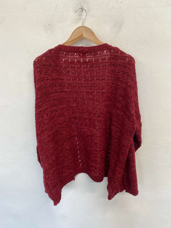 Lovely George burgundy knit cardigan UK 18 RG021