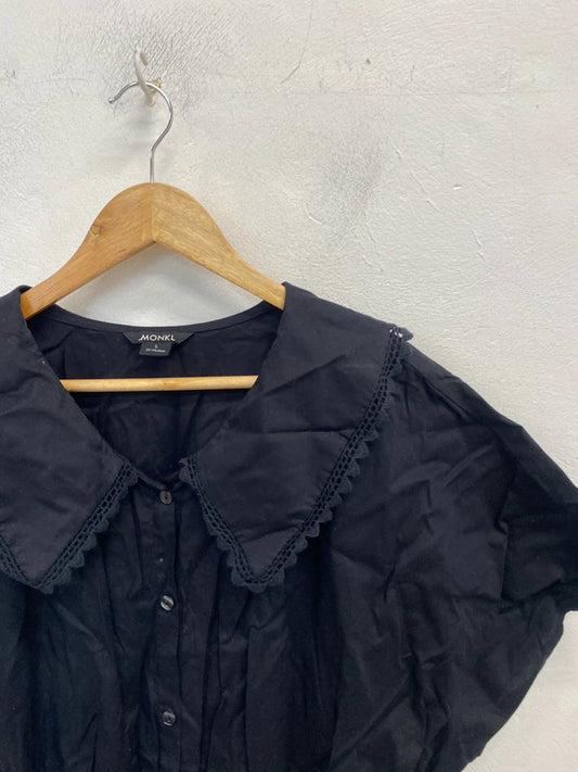 Gorgeous monki black collared smock midi dress UK L LB010