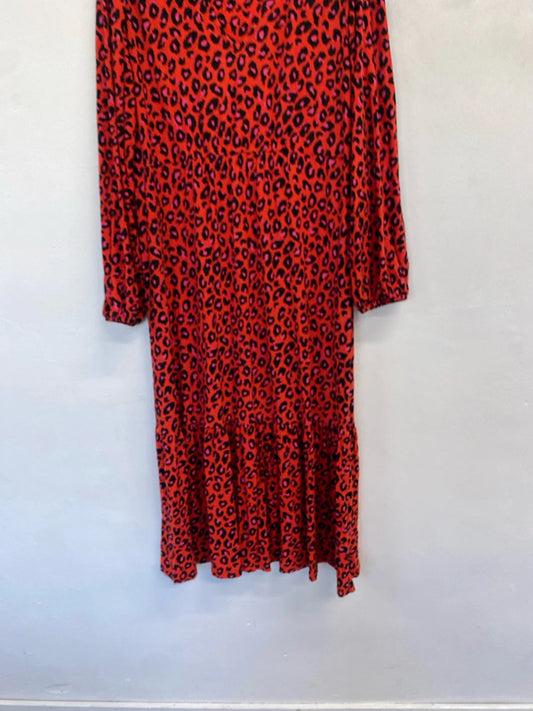 Lovely next maternity red leopard maxi dress UK 16 MD002