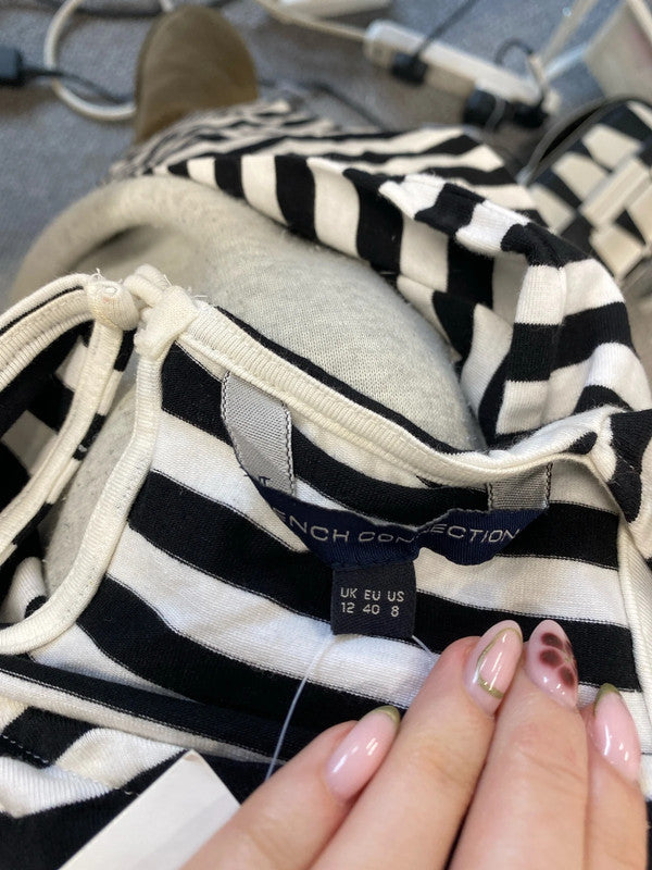 Lovely French connection stripe black white dress new with tags UK 12 NN001