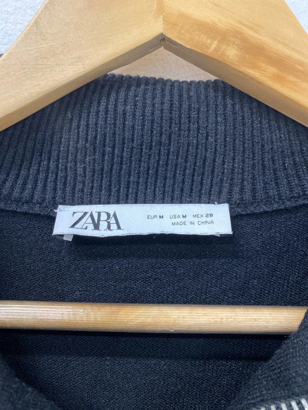 Zara Chic Black Jumper Midi Dress Size M KS002