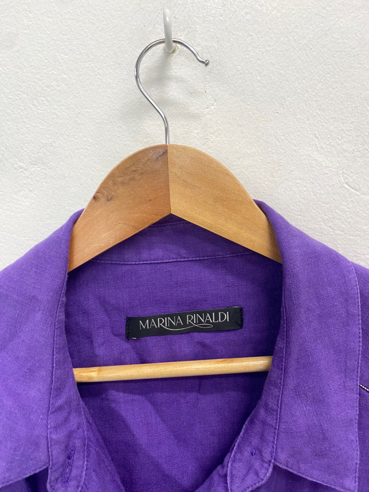 Fabulous MARINA RINALDI Dress UK 20 Purple button SO001