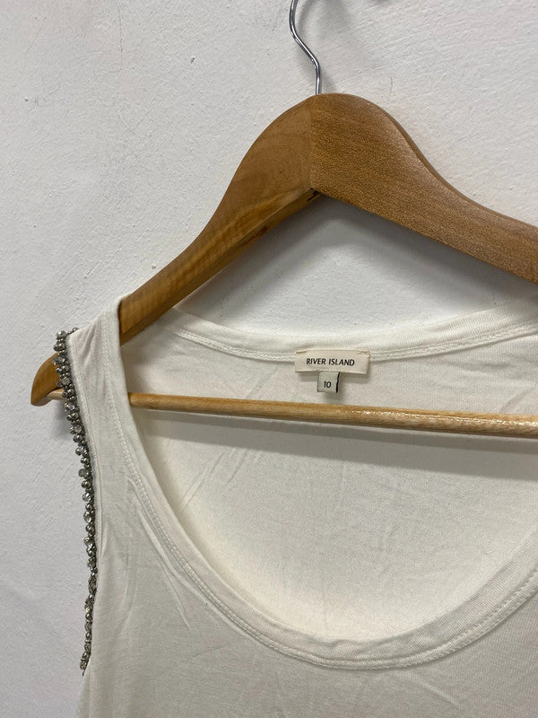 Fabulous Cream tank top from River Island embellished Uk10 JB001