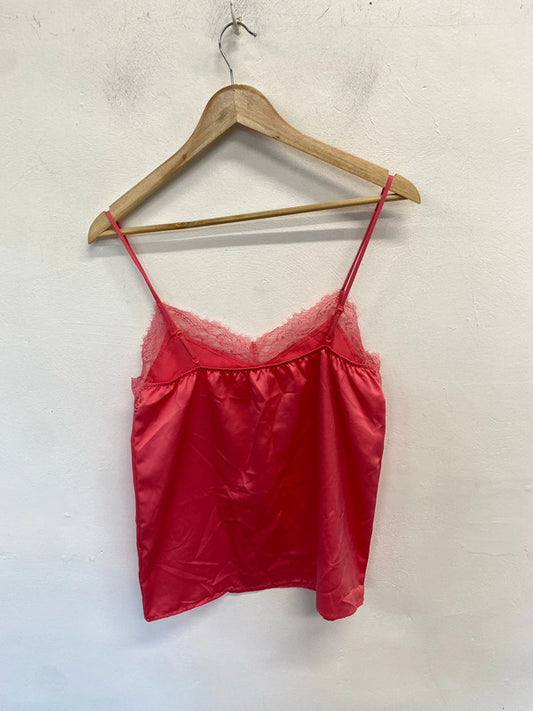 Stunning tezenis pink lace cami top UK M LH002