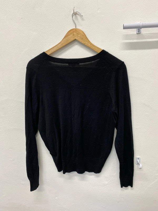 Fabulous black V Neck soft fine knit jumper wardrobe staple KM003