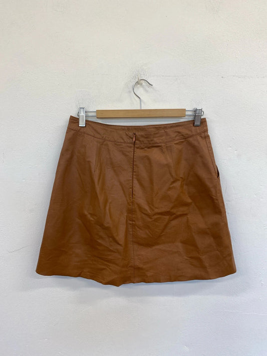Warehouse Chic Tan Leather Mini Skirt Size 10 JM005