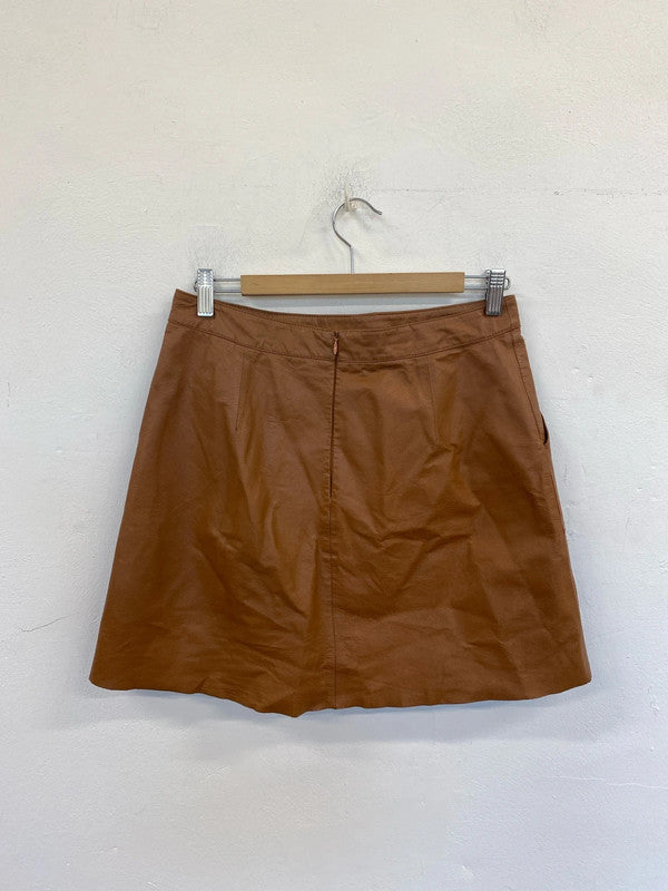 Warehouse Chic Tan Leather Mini Skirt Size 10 JM005