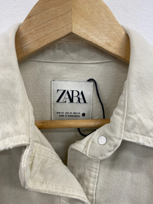 Zara Trendy Cream Denim Oversize Shacket Size XS SD002