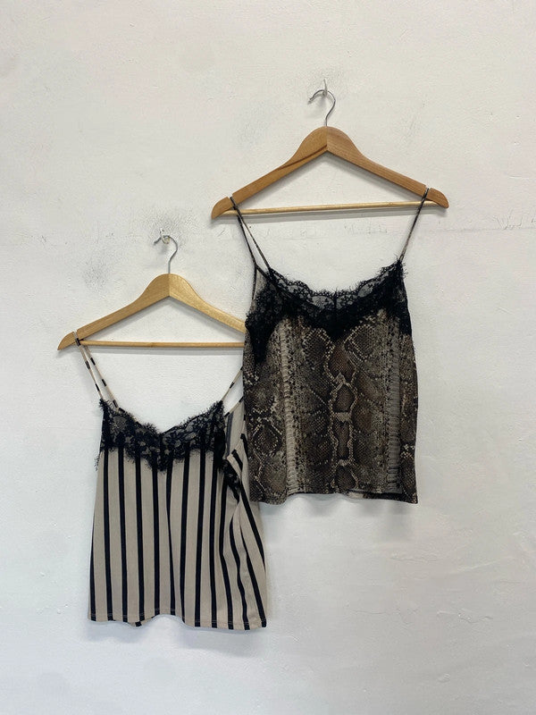 Lovely zara duo of printed cami lace tops UK S #4 JA001