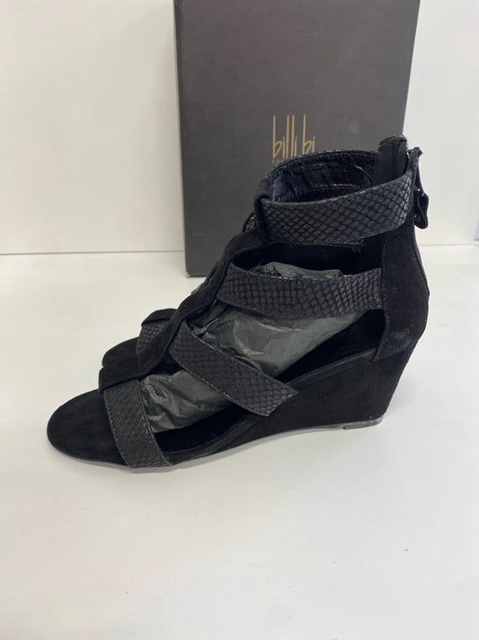 Gorgeous Billi Bi snakeskin and velvet strappy wedge heel 6 KM004