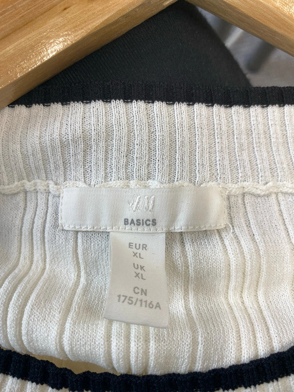 Fabulous Cream & Black H&M summer knit top short sleeve UkXL KM003