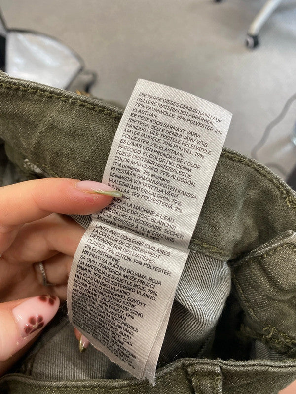 Lovely h&m khaki zip pocket jeans UK 10 JA001