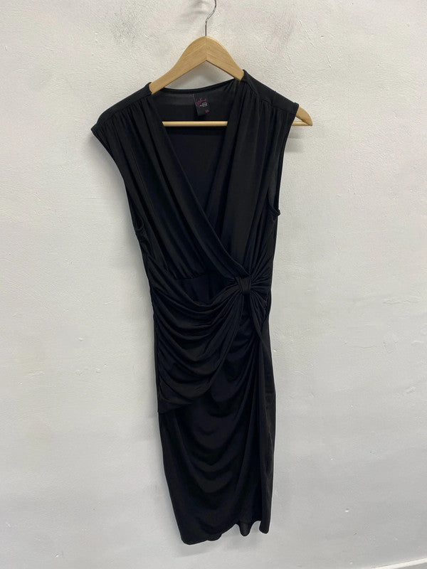 Lovely gok wan tu black ruched midi dress UK 10 AG006