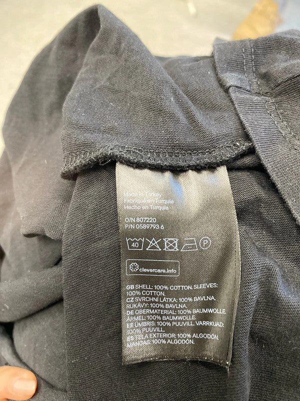 Lovely H&M black frill sleeve t shirt UK M JB001