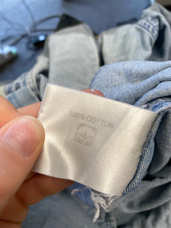 Fabulous PG Field short sleeve light wash denim shirt size L KD001