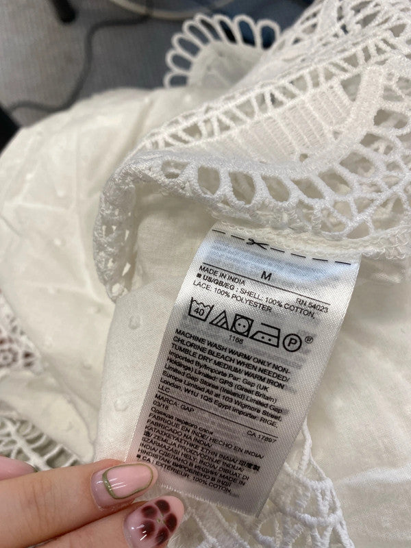 Stunning gap Broderie strap summer white top UK M NN001