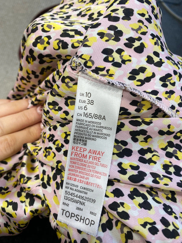 Lovely Topshop pink yellow floral tie blouse UK 10 LB004