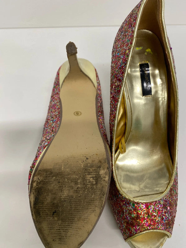 Gorgeous rainbow glitter heels peep toe 5 MA003