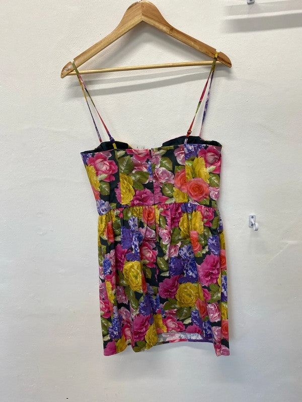 Fabulous Summer fruits florals Topshop mini dress Uk14 New LG006