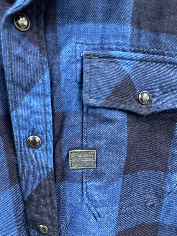 Fabulous G Raw plaid flannel shirt navy black UkS JM006