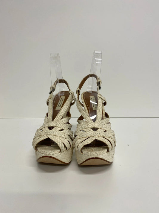 Zara Chic Cream Reptile Effect Heeled Sandals UK 5 AE001