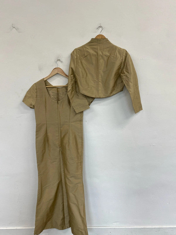 Mistys Vintage 80s Gold Mother of the Bride Dress & Bolero UK 10-12 MM005