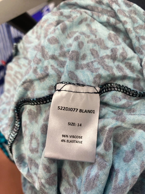 Lovely Sosandar blue animal print maxi dress UK 14 LW005