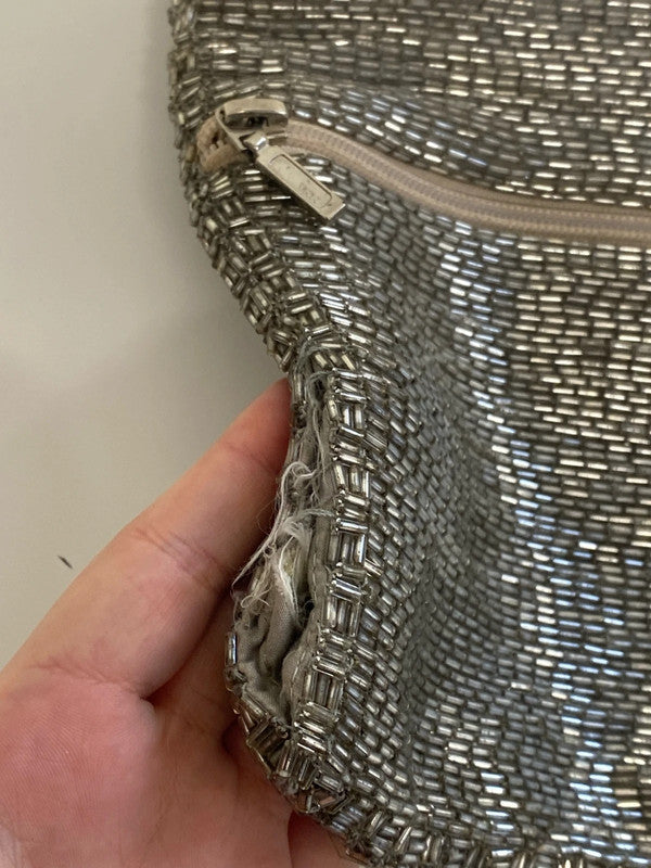 Accessorize Fabulous Silver Beaded Clutch NC001