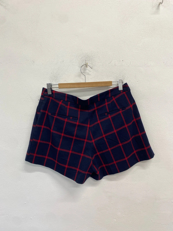 Stunning mango navy red checkered shorts UK 12 JM005
