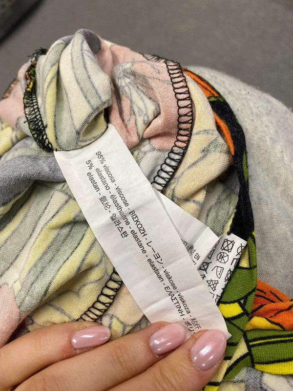 Stunning Zara trafaluc funky floral yellow orange ruched top UK S NS003