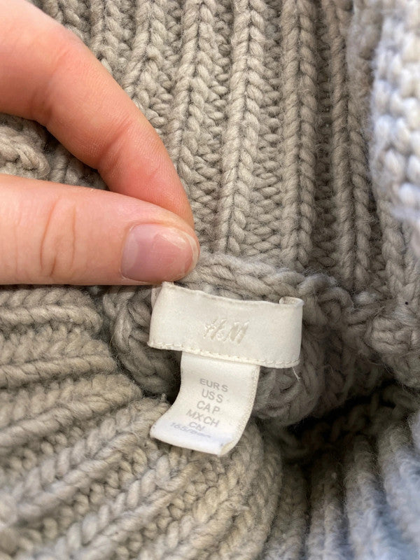 Stunning H&M grey knit cropped sweater uk8 KD001