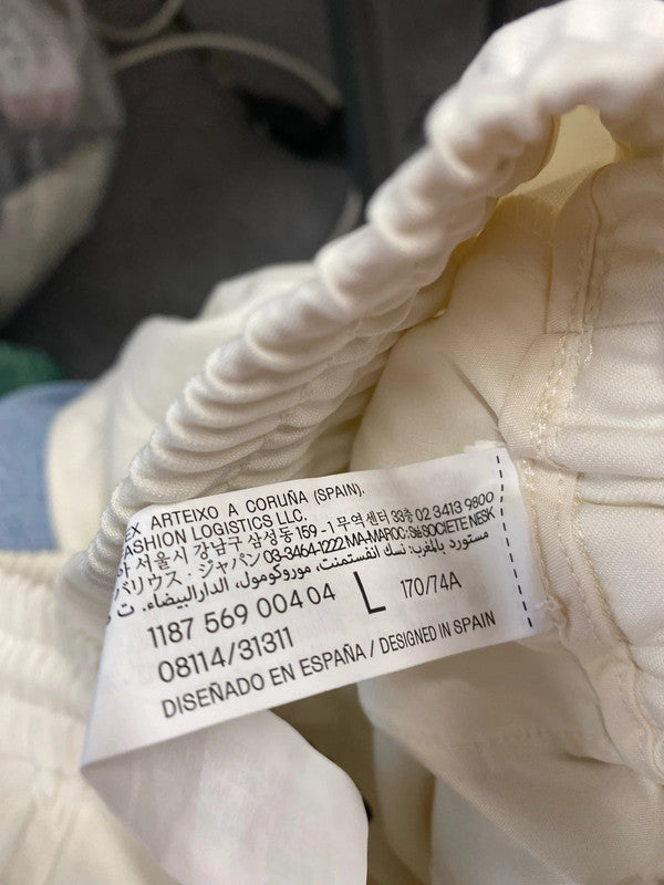 Fabulous Stradivarius Wide leg ivory joggers UkL summer chic KS002