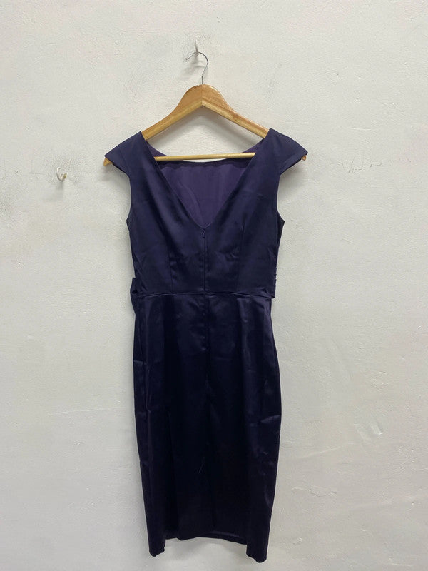 Lovely oasis purple low back now waist midi formal dress UK 10 NS003