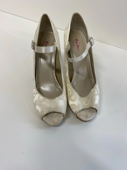 Fabulous Rainbow Cream Lace Heels event occasion UK6 KM004