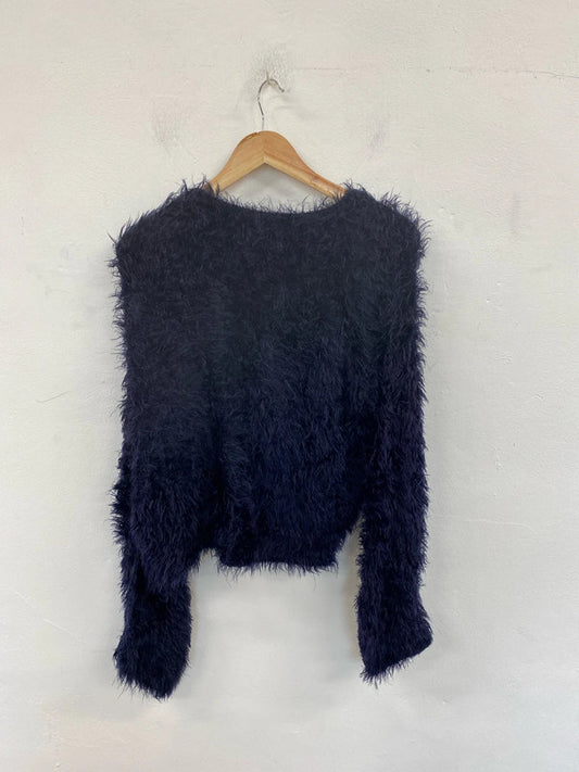 Asos Stylish Y2K Vibes Navy Faux Feather Jumper UK 12 MM005