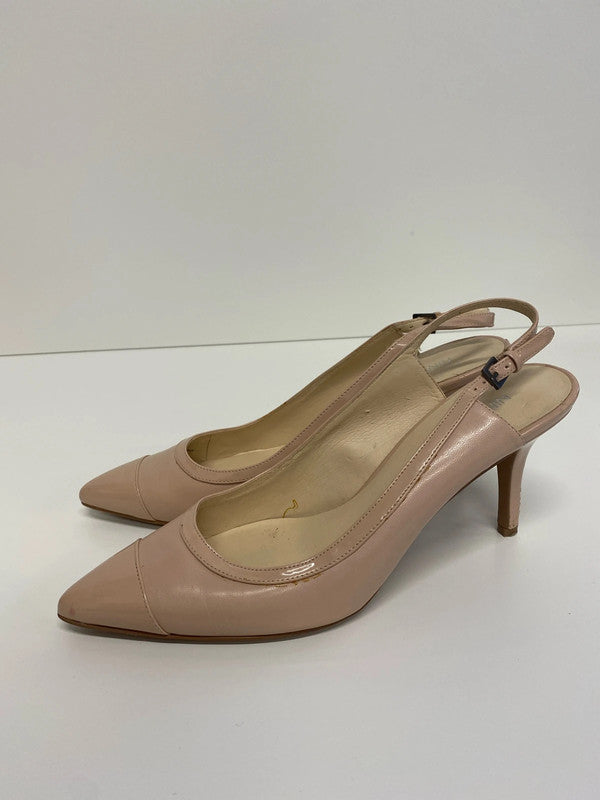 Fabulous Nine West Leather nude sling back shoes Uk7 KM005