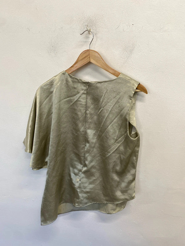 Stunning river island champagne one shoulder shimmer top UK 14 LN001