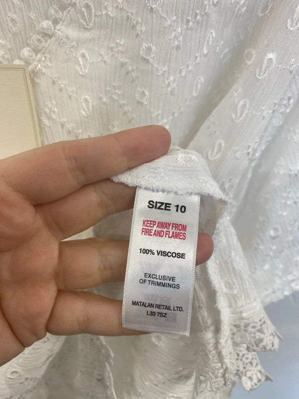 Falmer Heritage Boho Vibes White Embroidered Top UK 10 AO001