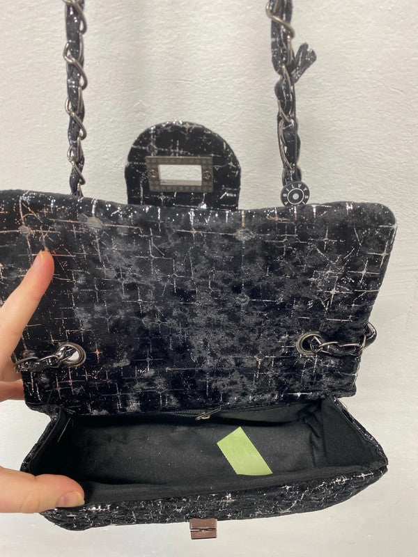Silvy Fabulous Borsa Ecopelle Black & Silver Sparkle Handbag NC001