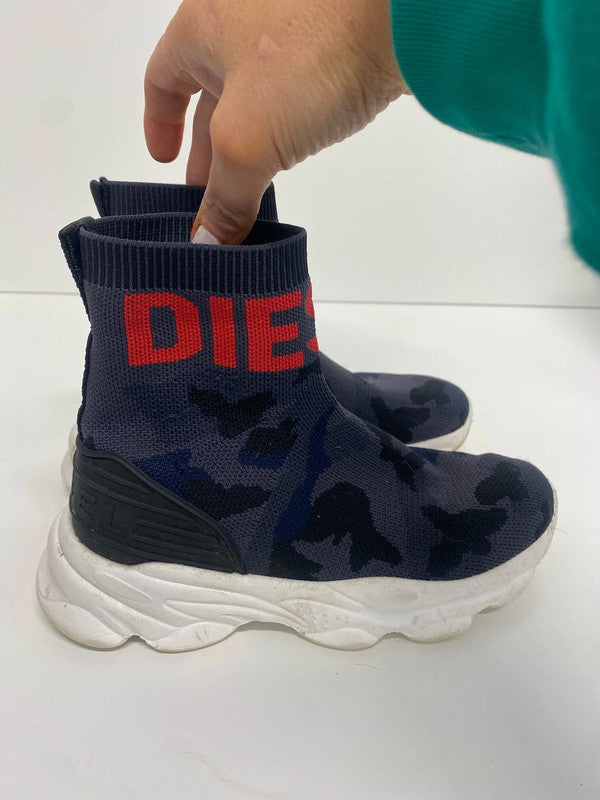 Fabulous Diesel Boys Sock trainer Boot grey & Red Uk1 Eur33 JP001