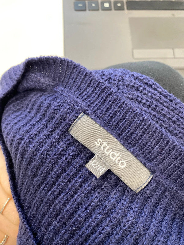 Lovely studio navy white stripe red jumper knit UK 12/14 NC001