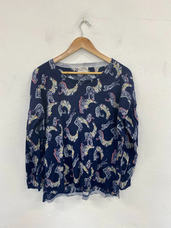 Hush Fabulous Tiger Botanical Pattern Jumper Size L EG002