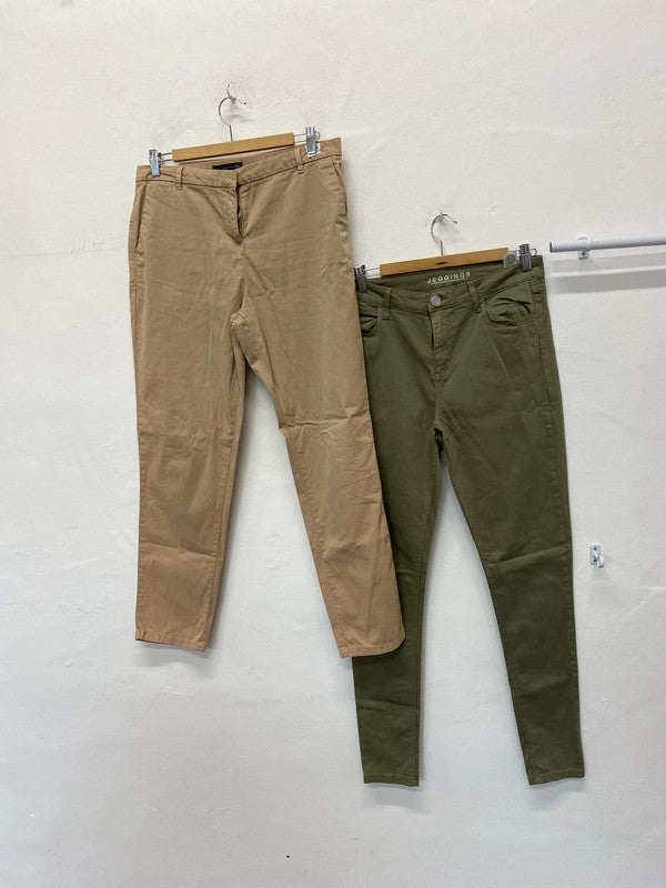 Fab Duo of M&S neutral chinos wardrobe classics Uk12 #2 KW002