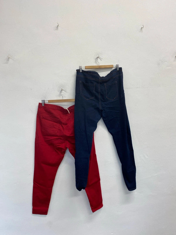 Lovely duo of jeans M&S H&M red navy UK 18 #4 YM001