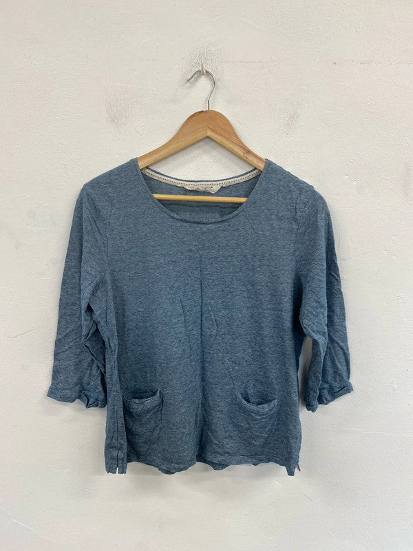 Seasalt Lovely Blue Marl Stripe Top UK 16 MM005