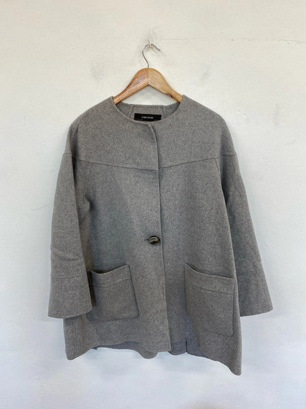 Zara Chic Grey Oversize Coat Size L IM001